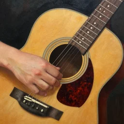 A detailed painting of a guitar