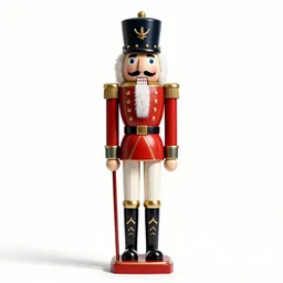 nutcracker soldier, cinematic studio photo, full body, standing, isolated on a pure white background, centered, whole figure in frame, sharp focus, studio lighting