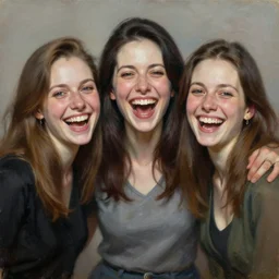 3 of the most ugly women laughing at the camera, oil painting by michael whelan art, caricature style, detailed, realistic