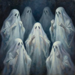 I dreamed a dream of ghosts having a bad dream, very detailed oil painting.