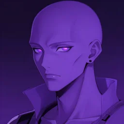 concept art close up purple cyberpunk character, by shinji aramaki, by christopher balaskas, by krenz cushart