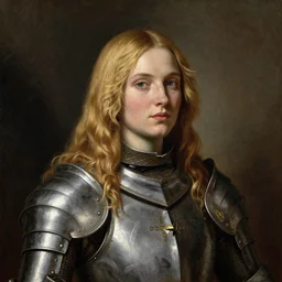 yolandi visser, blonde hair, wearing medieval armour, portrait, oil painting by titian, hard focus