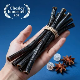 a handful of black licorice on a blue background, long strands of shiny candy, twizzlers, chewable, sugar, anise, fennel, aromatic, bundle, chesley bonestell, vincent di fate