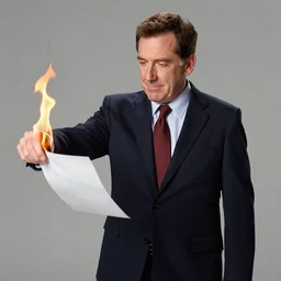 Steve Carell as Michael Scott setting a sheet of paper on fire