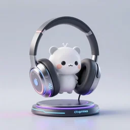 wireless headphone stand, futuristic, techno, cyberpunk, product design, render, cute, swag, geometric, fun, iconic, 3 d, concept