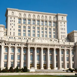 4 k hd, high resolution photograph of bucharest palace of parliament, full colour, shot with sigma f / 4. 2, 2 5 0 mm sharp lens, wide shot, high level texture render