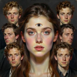 hyper realistic painting portrait of third eye by stjepan sejic, norman rockwell, michael hussar, roberto ferri and ruan jia, john william waterhouse, godward, david kassan