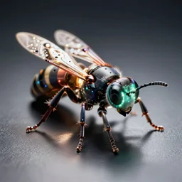 a cybertronic wasp, leds, high detail, sharp, studio, digital art