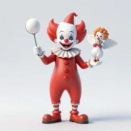 demonic hell clown juggling with an angel clown.