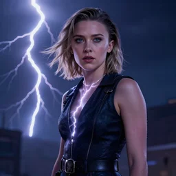 Millie Bobby Brown made of lightning, cinematic