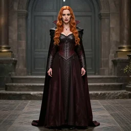full length photograph of a real-life christina hendricks as a vampire warrior,  Extremely detailed. 8k