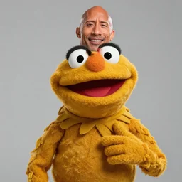 studio portrait still of muppet!!!!! dwayne johnson!!!!!! as a muppet muppet as a muppet, 8 k, studio lighting, key light,