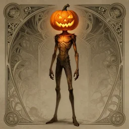 tall thin male with a jack - o - lantern for a head, jack pumpkinhead, pumpkin head, full body character concept, art nouveau, super powers, fantasy, intricate, elegant, highly detailed, digital painting, artstation, concept art, shining, sharp focus, illustration, art by stanley lau