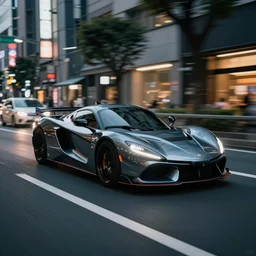 a cinematic photography of a hennesy venom f 5 driving on the streets of tokyo