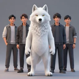 a beautiful fullbody portrait of a cute male anthropomorph white wolf wearing a kigurumi. character design by cory loftis, fenghua zhong, ryohei hase, ismail inceoglu and ruan jia. artstation, volumetric light, detailed, photorealistic, rendered in octane