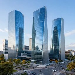 panorama of futuristic berlin with blue glass buildings, hyperdetailed, artstation, cgsociety, 8 k