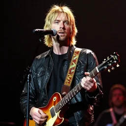 Kurt Cobain (Nirvana) on stage at a concert if he was still alive today, 2022, alternate reality picture
