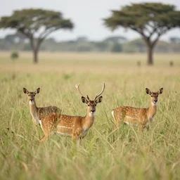 4 k image high quality of a deer in nigeria national park hiding in long grass
