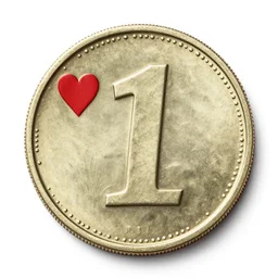 ::1 A coin on ::2 queen of hearts
