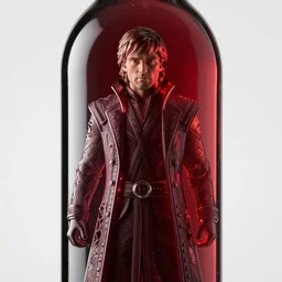 intricate hyper detailed ultra sharp wine bottle in shape of ewan mcgregor kenobi human figure!!! made of glass!!!! material, full of red wine, up close shot, sharp focus, global illumination, radiant light, alexandre ferra, irakli nadar, octane render, unreal engine, 4 k, ultra hd,