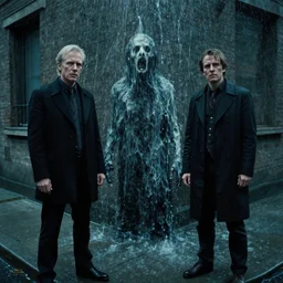 the scary thing around the corner, water caustics, film still from the movie directed by denis villeneuve and david cronenberg with art direction by h. r. giger and bernie wrightson
