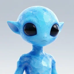 exophilia, handsome, blue crystal like alien race, big black eyes artstation
