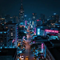 Cyberpunk Slums, futuristic Phnom-Penh Cambodia, neon lighting