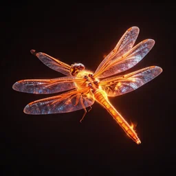 Dragonfly made of fire, octane render