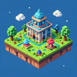 Isometric pixel art 3D Fantasy Island, very realistic, no background, very colourful, cinematic lighting, cgi render, trending on Artstation