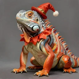 a portrait of an iguana wearing a clown outfit, cyberpunk!, fantasy, elegant, digital painting, artstation, concept art, matte, sharp focus, illustration, art by josan gonzalez