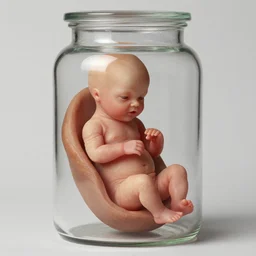 8 - month - old fetus with wrinkled skin embaldmed in a jar by frederick ruysch, kunstkamera