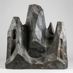 abstract sculpture of cubist mountains
