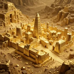 a photo of an ancient city made of gold hidden underground