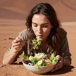 eating a salad on mars