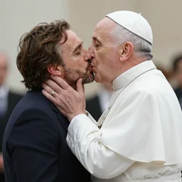 Kevin spacey and the pope French kissing each other, 8k