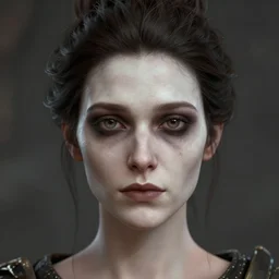 perfectly centered close up portrait, candid photography, goddess of death, by anne stokes, updo, highly detailed, accurate, unreal engine 5