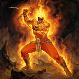 fire bender, painting by gaston bussiere, craig mullins, j. c. leyendecker