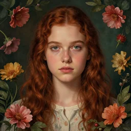portrait of beautiful eleven from stranger things by jeremiah ketner, detailed, flowers