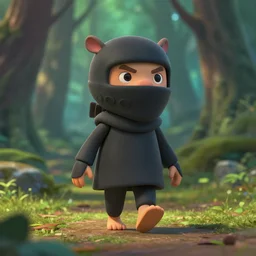 zen ninja as nendoroid walking in a forest in the croods movie style, anime, disney, pixar, 8 k, hd, dof, kodak film, volumetric lighting, subsurface scattering, photorealistic, octane render, details