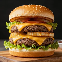 very tall cheeseburger