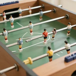 a photo close of table football soccer, vintage