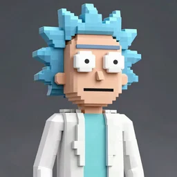 lucky ai voxel god portrait by gaston bussierre and charles vess and james jean and erik jones and rhads, inspired by rick and morty, epic, funny, huge scale, beautiful fine face features, intricate high details, sharp, ultradetailed