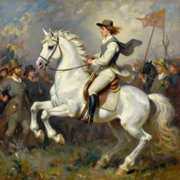 wesley crusher riding a unicorn into battle impressionist oil painting fantasy 1 5
