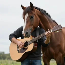 a horse playing the guitar
