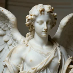 stunning hyperdetailed upclose portrait of an angel made of marble and porcelain sculpted by canova