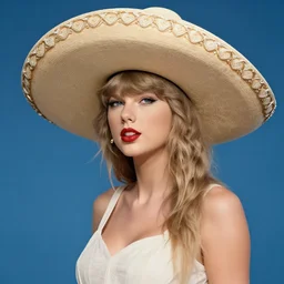 blue taylor swift wearing a sombrero