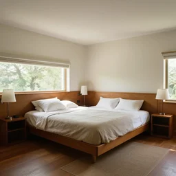 a interior design of a home by frank lloyd wright, bedroom, craig mullins