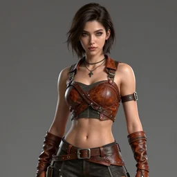 rogue, leather bandit outfit!!! beautiful and athletic short hair female!! gorgeous face and eyes!! character concept art, sharp focus, octane render! unreal engine 5! highly rendered!! trending on artstation!! detailed linework!! illustration by artgerm, wlop, and chie yoshii