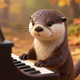 very beautiful portrait of an extremely cute and adorable otter playing piano, smooth, perfect face, fantasy, character design by mark ryden and pixar and hayao miyazaki, sharp focus, concept art, harvest fall vibrancy, intricate detail, cinematic lighting, hyperrealistic, 3 5 mm, diorama macro photography, 8 k, 4 k