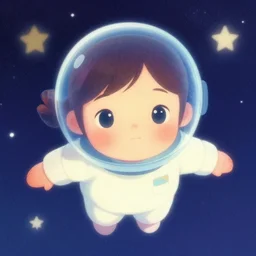 dithered portrait of a young girl floating in space, colorful, cute face by ( mai yoneyama ), ilya kuvshinov, makoto shinkai, katsura masakazu, dynamic pose, mads berg, kyoani, rounded eyes, illustration, anime poster, anime visual, halftone shading